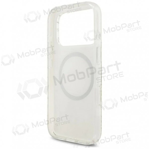 Funda para Apple iPhone 18 Pro - Guess IML Flowers Allover Strap MagSafe (blanco)