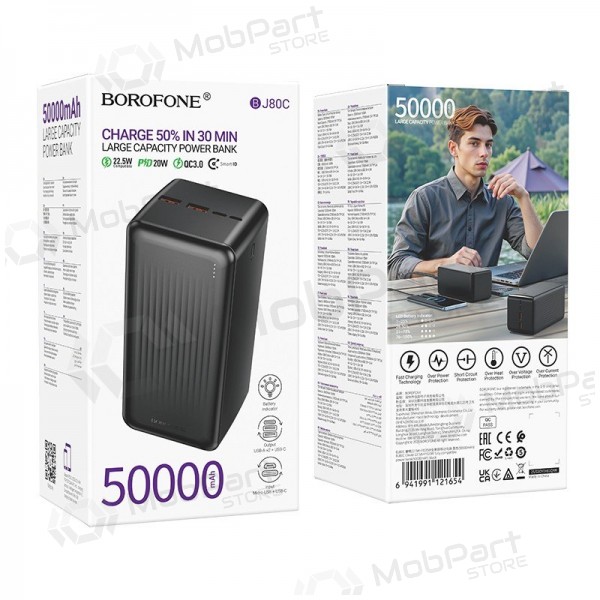 Batería externa Power Bank Borofone BJ80C 22.5W 50000mAh negro