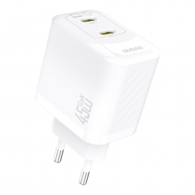 Cargador de teléfono Dudao A28P 45 W GaN 2x USB-C blanco