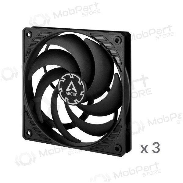 ARCTIC P12 Slim PWM PST korpuso ventiliatoriai, 4-pin, 120mm, juodi, 3 piezas.