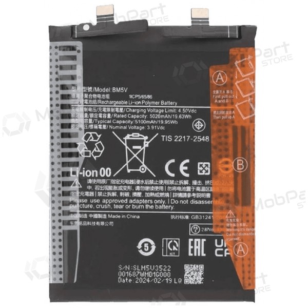 Batería Xiaomi Redmi Note 13 Pro 5G, Poco X6, acumulador (BM5V) (original)