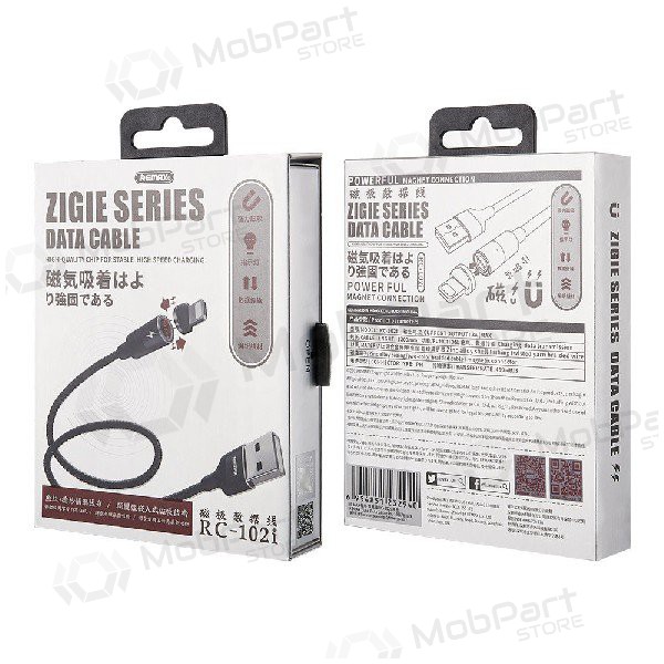 USB cable REMAX Magnetic lightning 1.2m (3A) (negro)