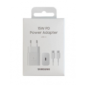 Cargador original Samsung EP-T1510XWEGEU 15W + cable Type-C 1m en el paquete blanco