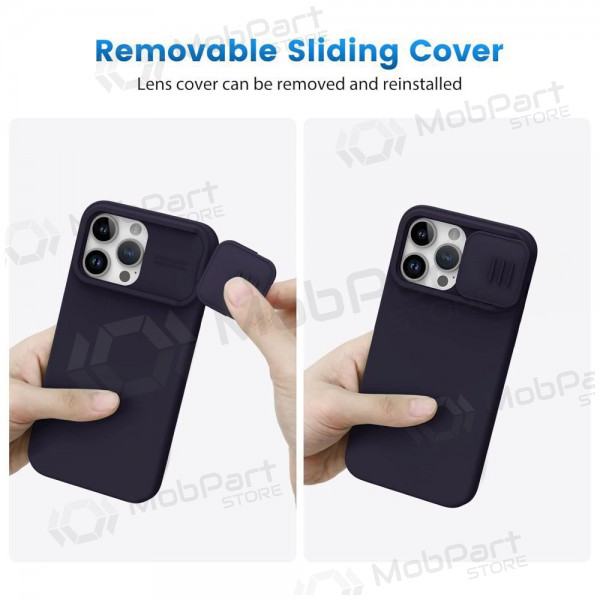 Apple iPhone 15 Pro funda „Nillkin Silicone“ (tamsiai violeta) Apple iPhone 15 Pro funda „Nillkin Silicone“ (tamsiai violeta)