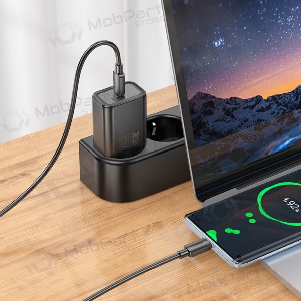 Cargador de teléfono Hoco N60 20 W GaN USB-C negro