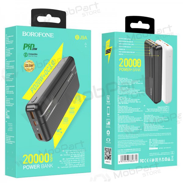 Batería externa Power Bank Borofone BJ9A Type-C PD+Quick Charge 3.0 (3A) 20000mAh negro Batería externa Power Bank Borofone BJ9A Type-C PD+Quick Charge 3.0 (3A) 20000mAh negro