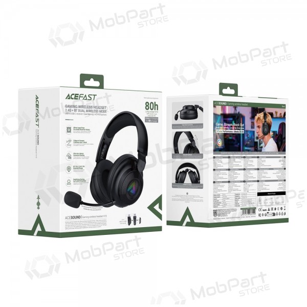 Auriculares inalámbricos Acefast H15 Gaming circumaurales con micrófono USB-C negros