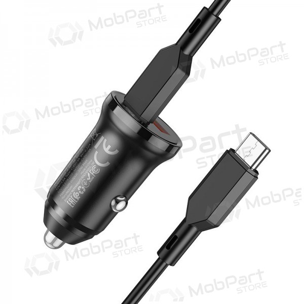 Cargador automobilinis Borofone BZ18A USB-A/Type-C PD20W+QC3.0 + Type-C (negro)