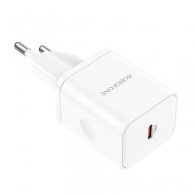 Cargador buitinis Borofone BN6 Type-C PD+QC3.0 20W, blanco