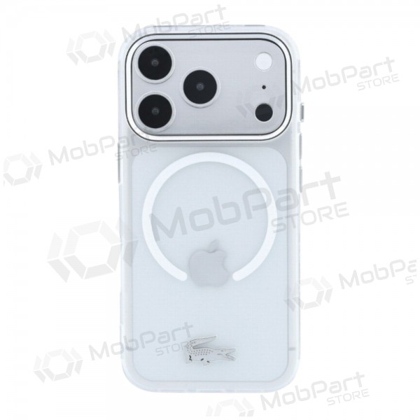Funda para Apple iPhone 18 Pro - Lacoste IML Frosted Petit Pique Metal Logo MagSafe (transparente)