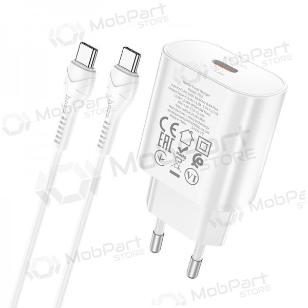 Cargador buitinis Hoco N22 Jetta PD25W + Type-C blanco