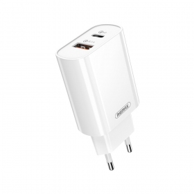 Cargador de teléfono Remax RP-U37 20 W USB-C + USB-A blanco