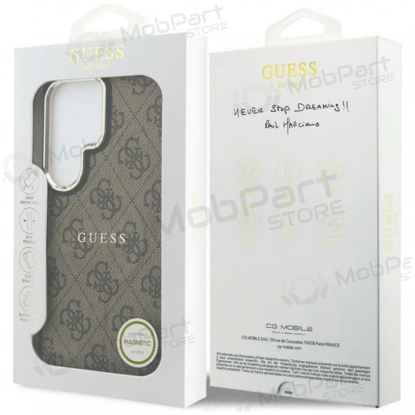 Funda para Samsung Galaxy S26 Ultra - Guess PU Leather 4G Gold Frame Magnetic (marrón)