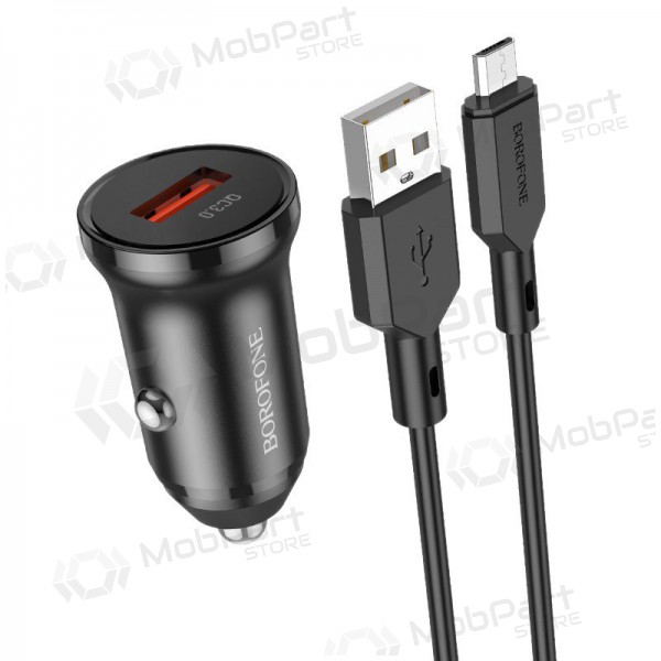 Cargador automobilinis Borofone BZ18 Quick Charge 3.0 18W + MicroUSB (negro)