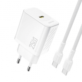 Cargador Dudao A27C GaN 25W USB-C + cable USB-C a USB-C 1.0m blanco