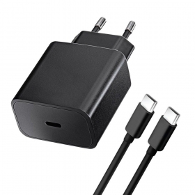 Cargador de teléfono Blue Star 20 W USB-C con cable USB-C negro