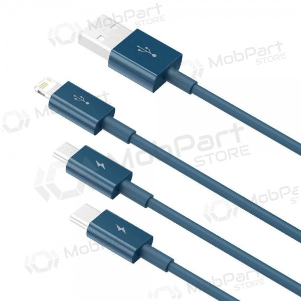Cable USB Baseus Superior USB - microUSB+Lightning+Type-C 100W 1.5m (azul) CAMLTYS-03