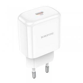 Cargador Borofone BN3 Type-C QC 3.0, PD 2.0 20W (blanco)