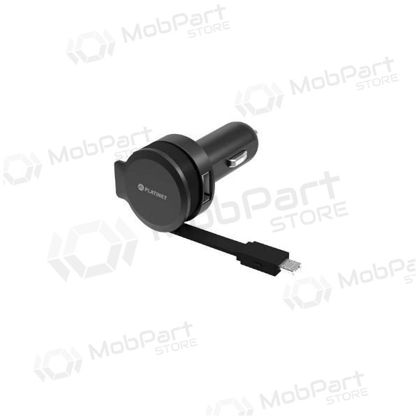 Cargador de coche Platinet MicroUsb (1xUSB 2.4A) (negro)