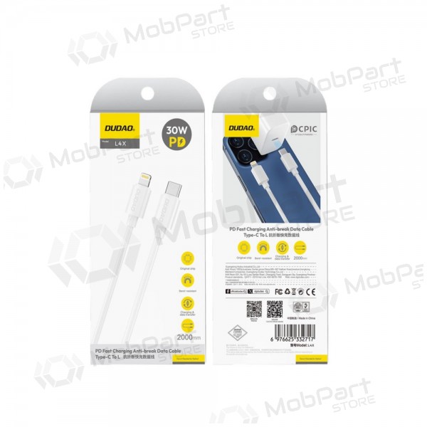 Cable Lightning Dudao L4X USB-C a Lightning 2 m 30 W blanco