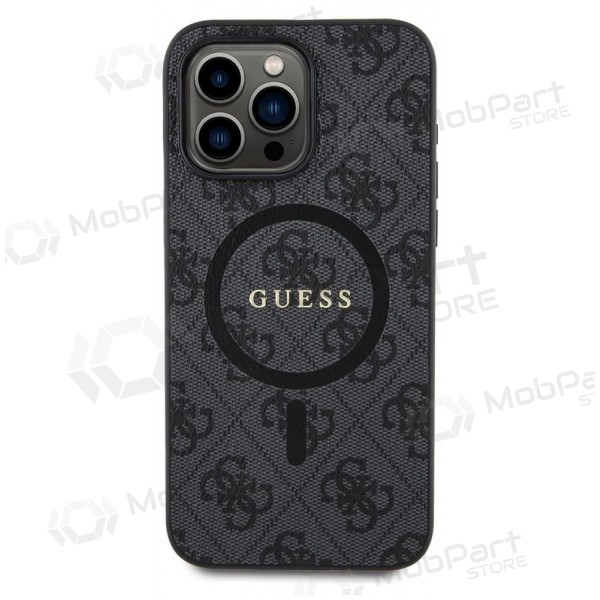 Funda para Apple iPhone 15 Pro Max - Guess PU Leather 4G Colored Ring MagSafe (negro)
