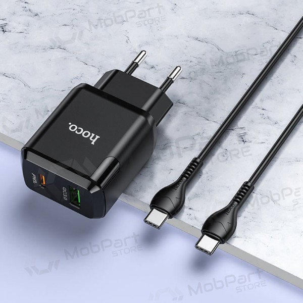 Cargador Hoco N5 USB Quick Charge 3.0 + PD 20W (3.1A) + Type-C-Type-C (negro)