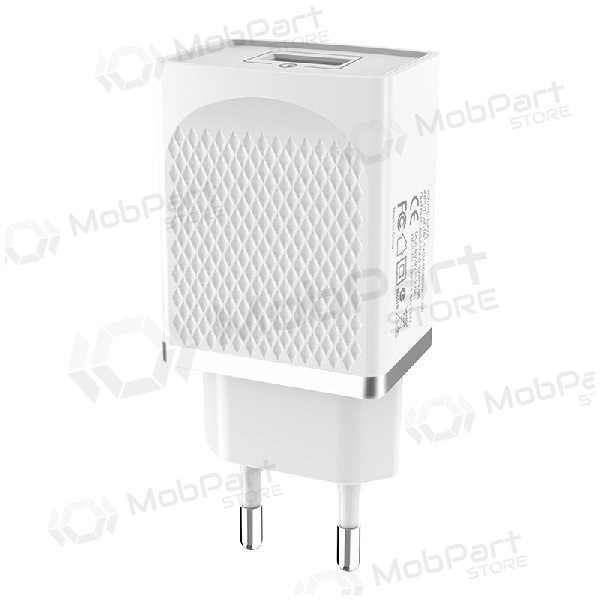 Cargador HOCO C42A Vast power QC3.0 USB 18W (3.6V-6.5V/3A, 6.6V-9V/2A, 9.1V-12V/1.5A) (blanco)