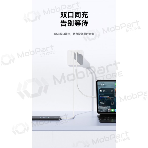 Cargador Awei C15T-EU 2xUSB-A 10W + USB to USB-C cable blanco