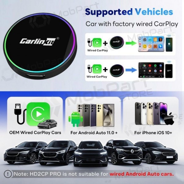 Adaptador CarPlay Carlinkit HD2CP Pro inalámbrico Android Auto negro