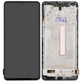 Ekranas Samsung M536 M53 5G su lietimui jautriu stikliuku y rėmeliu Black original (service pack)