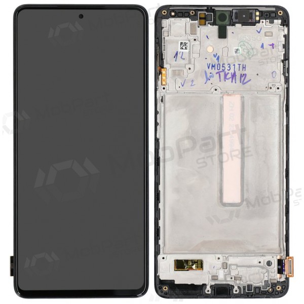 Ekranas Samsung M536 M53 5G su lietimui jautriu stikliuku y rėmeliu Black original (service pack)