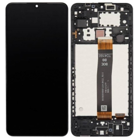 Ekranas Samsung A125 A12 2020 su lietimui jautriu stikliuku y rėmeliu Black original