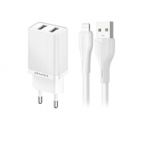 Cargador Awei C15L-EU 2xUSB-A 10W + USB to Lightning cable blanco