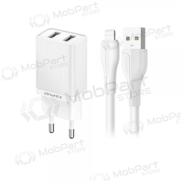 Cargador Awei C15L-EU 2xUSB-A 10W + USB to Lightning cable blanco