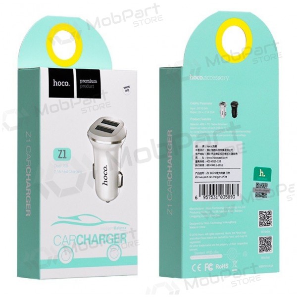 Cargador de coche HOCO Z1 Dual USB (5V 2.1A) (negro)