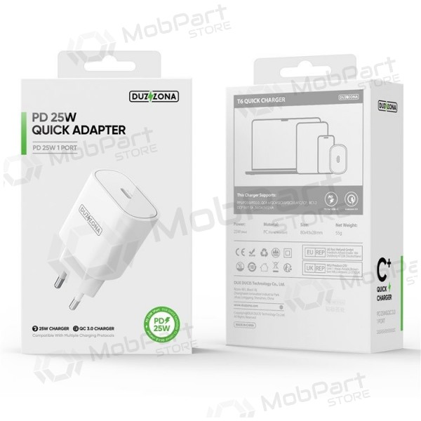 Cargador buitinis DUZZONA T6 PD25W Type-C blanco