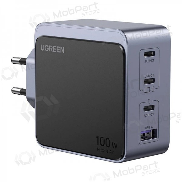 Cargador de red Ugreen X565 100 W GaN 3x USB-C + USB-A gris