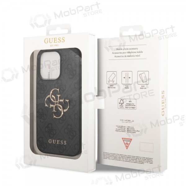 Funda para Apple iPhone 14 Pro - Guess PU 4G Metal Logo (gris)