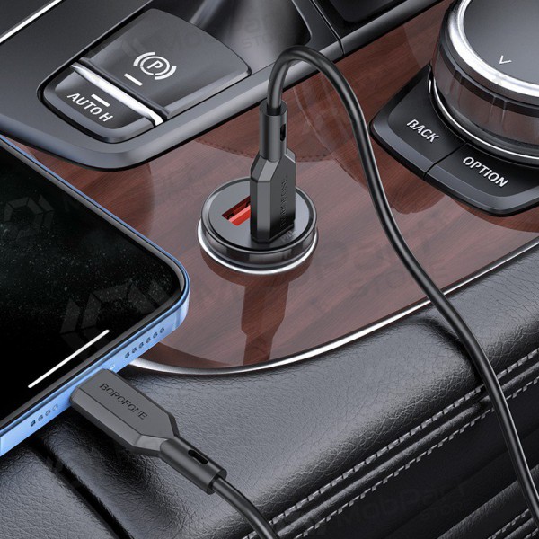 Cargador automobilinis Borofone BZ18A USB-A/Type-C PD20W+QC3.0 + Lightning (negro)