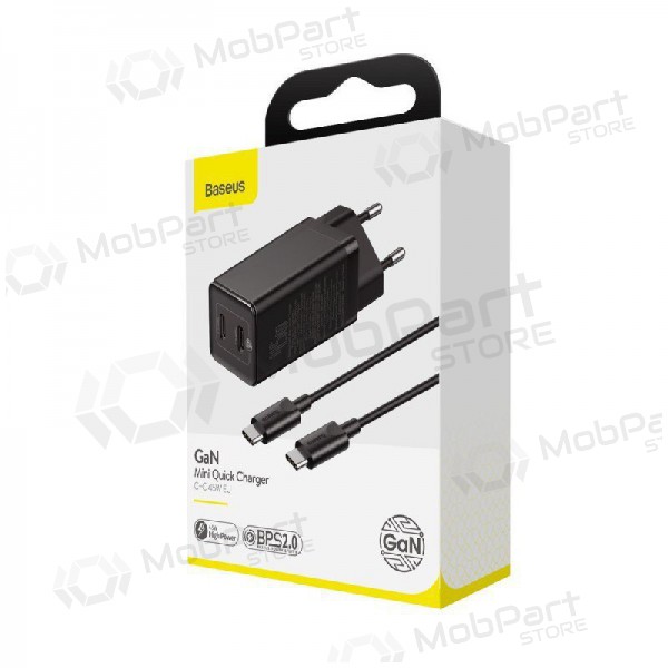 Cargador Baseus GaN 45w (20V/3A) + Type-C cable (MacBook) (negro)