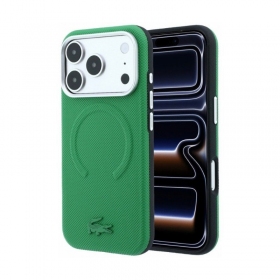 Funda para Apple iPhone 18 Pro - Lacoste PVC Petit Pique Semi Wrap Embossed MagSafe (verde)
