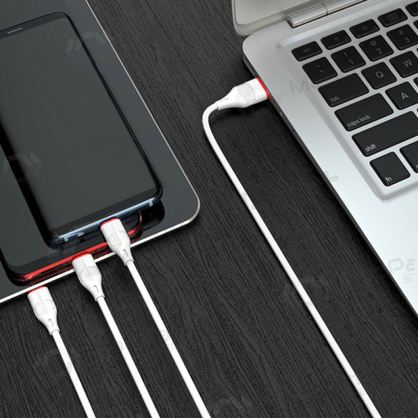 USB cable Borofone BX17 3in1 microUSB-Lightning-Type-C (blanco)