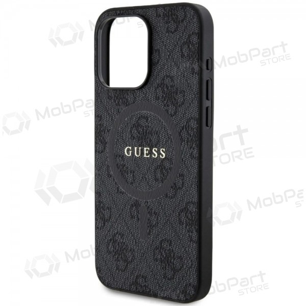 Funda para Apple iPhone 15 Pro Max - Guess PU Leather 4G Colored Ring MagSafe (negro)