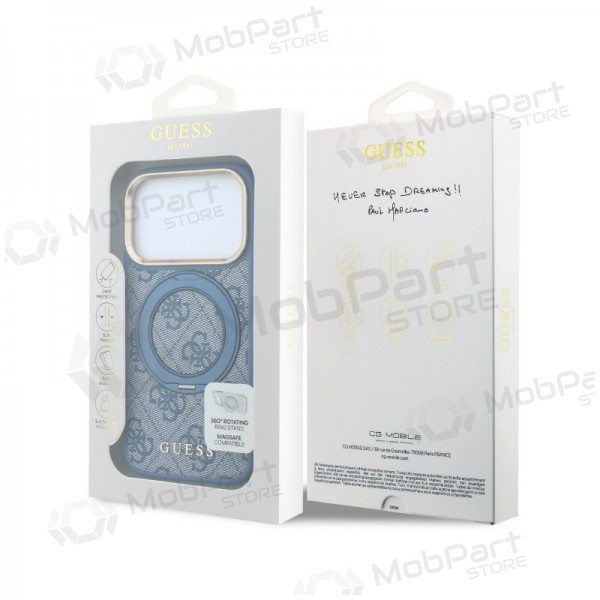 Funda para Apple iPhone 18 Pro - Guess PU 4G Ring Stand MagSafe (azul)