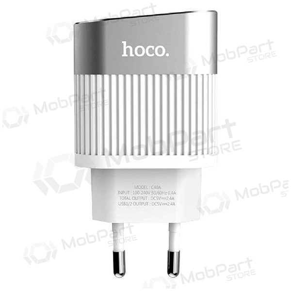 Cargador FastCharge HOCO C40A Speedmaster Dual USB (5V 2.4A) (blanco)