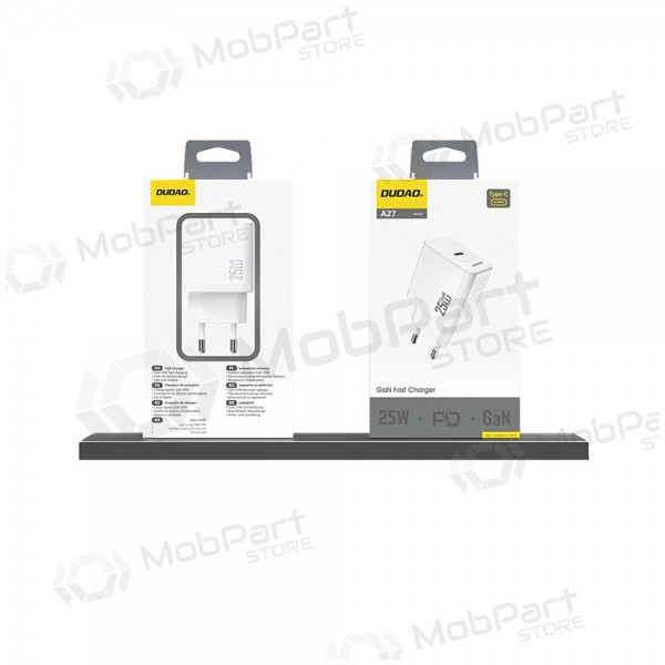 Cargador de teléfono Dudao A27 25 W GaN USB-C blanco