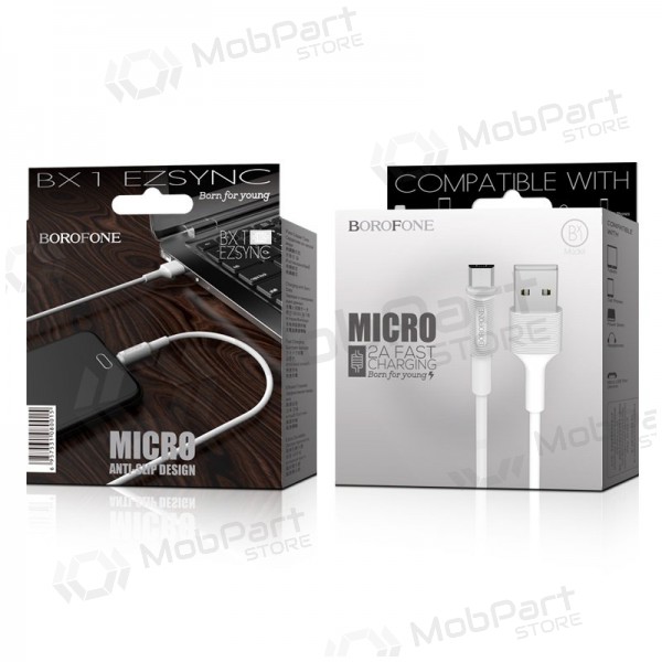USB cable Borofone BX1 microUSB 1.0m (blanco)