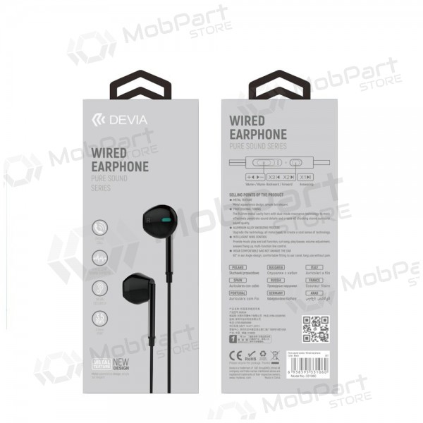 Manos libres Devia Pure Sound 3,5mm (negro)
