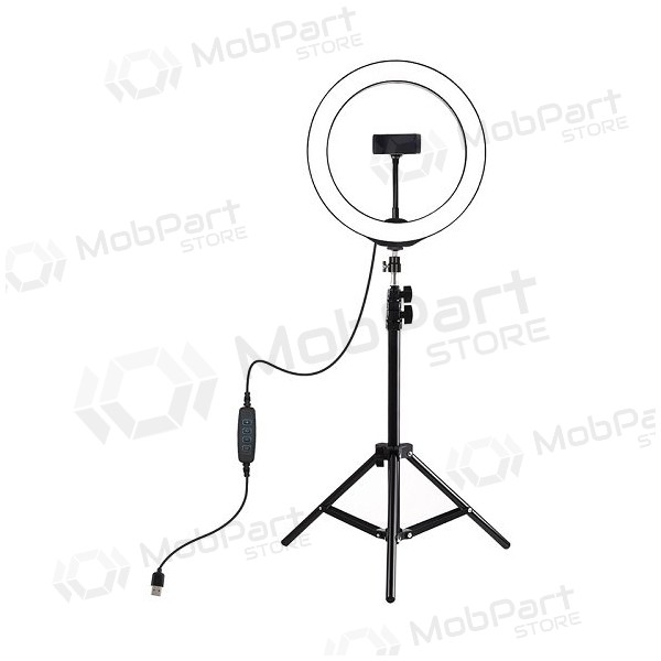 LED žiedinė lámpara 26cm, su trikoju stovu iki 1.1m y telefono laikikliu, USB LED žiedinė lámpara 26cm, su trikoju stovu iki 1.1m y telefono laikikliu, USB