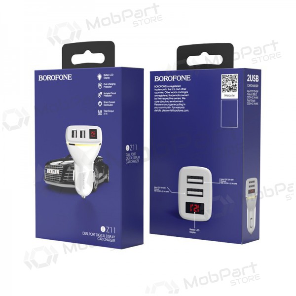 Cargador automobilinis Borofone BZ11 x 2 USB (2.1A) (negro)